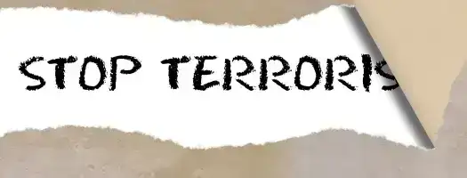 Stop terrorism banner Adobe stock image